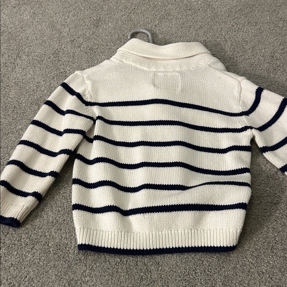 Osh Josh b’gosh nautical shawl collar cardigan 2t white navy blue - Picture 3 of 3